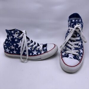 Converse Chuck Taylor‎ All Star High Top Navy White Star Print Shoes M6.5/W 8.5